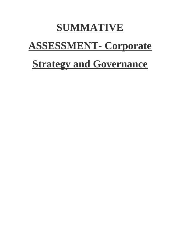 Corporate Strategy & Governance : Assignment_1