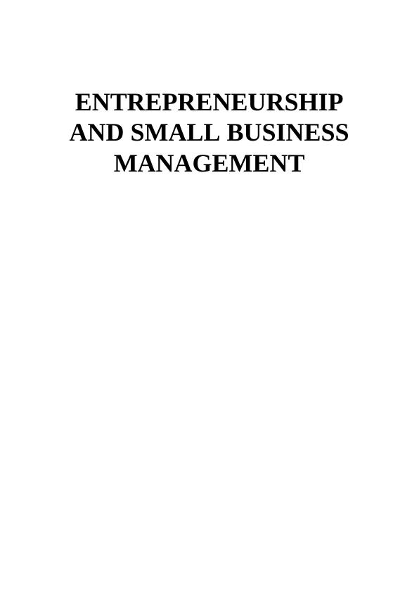 Management For Small Business : Assignment_1