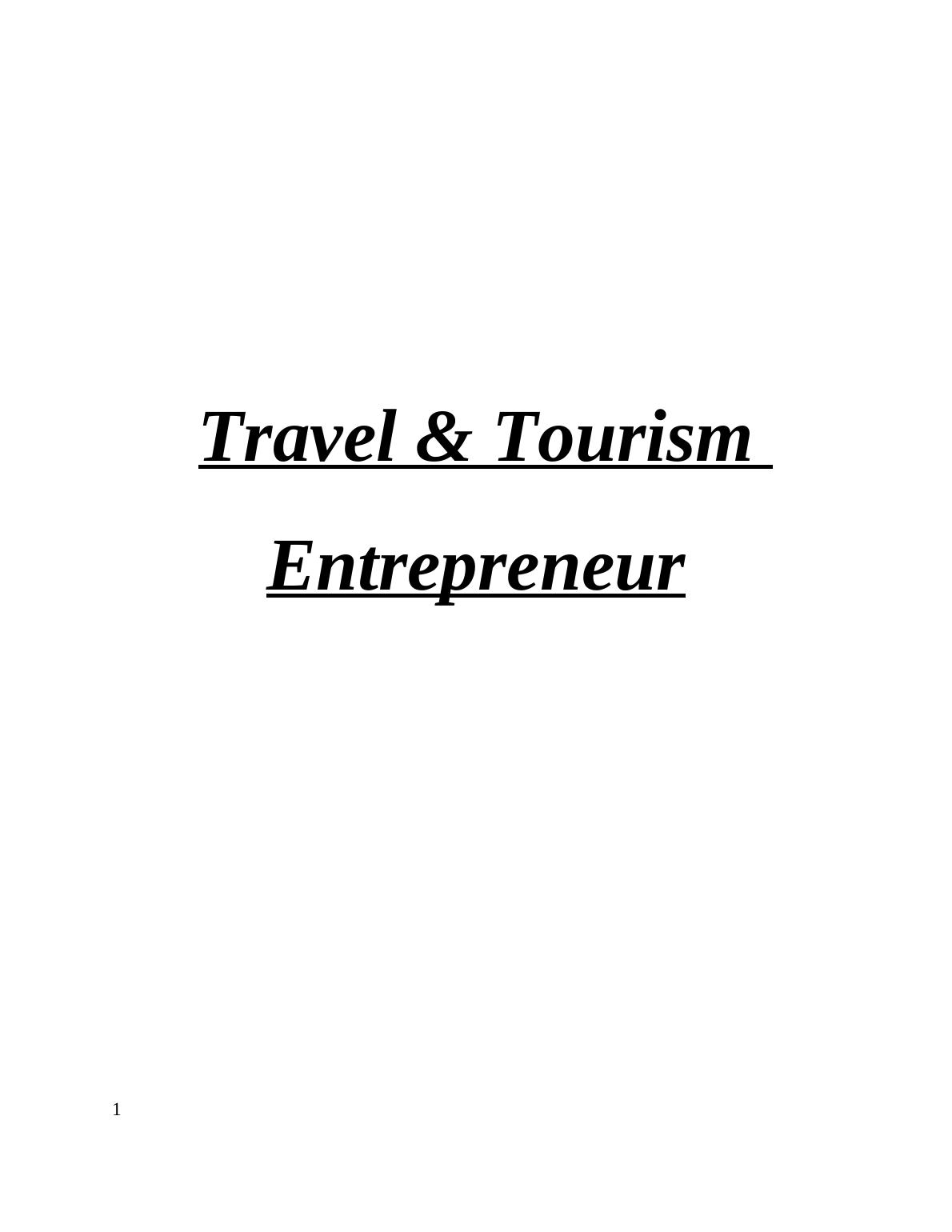 Travel & Tourism Entrepreneur Assignment_1