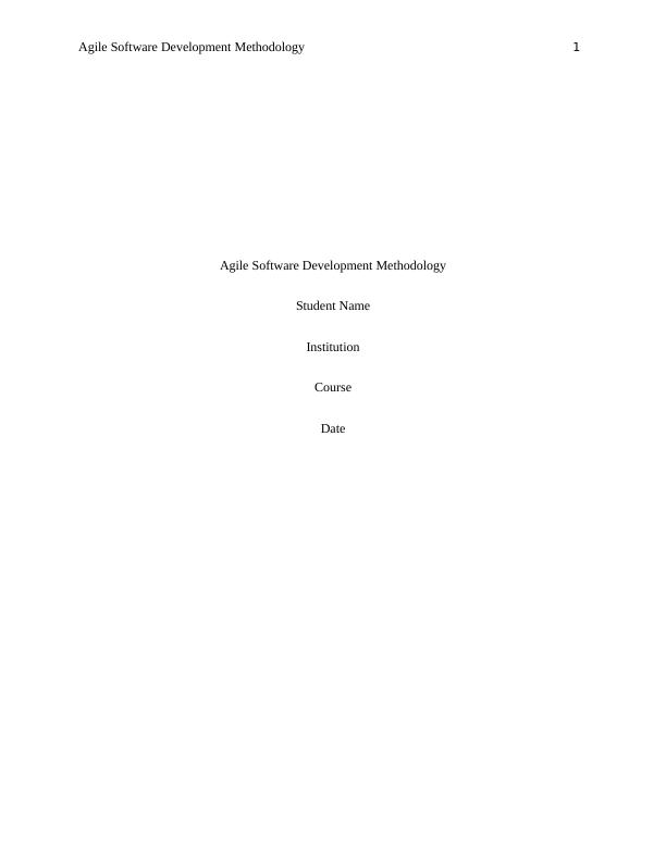 Agile Software Development Methodology Course 2022_1
