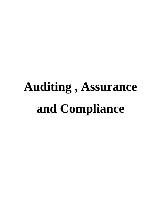 Auditing , Assurance and Compliance Assignment - AMP limited_1