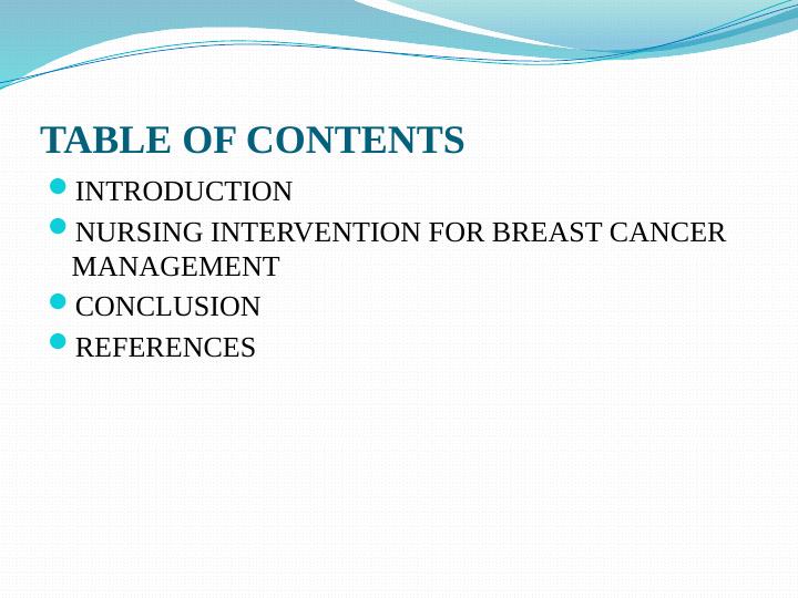 Nursing Interventions For Breast Cancer Management