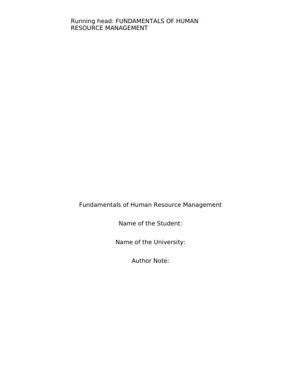 Fundamentals of Human Resource Management Assignment_1