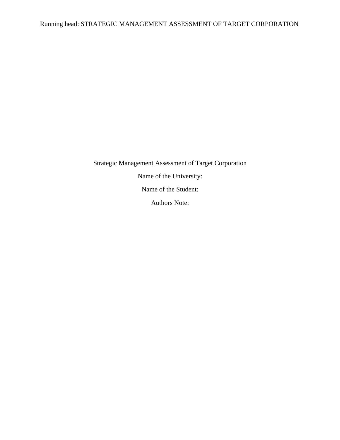 Strategic Management Assessment of Target Corporation_1