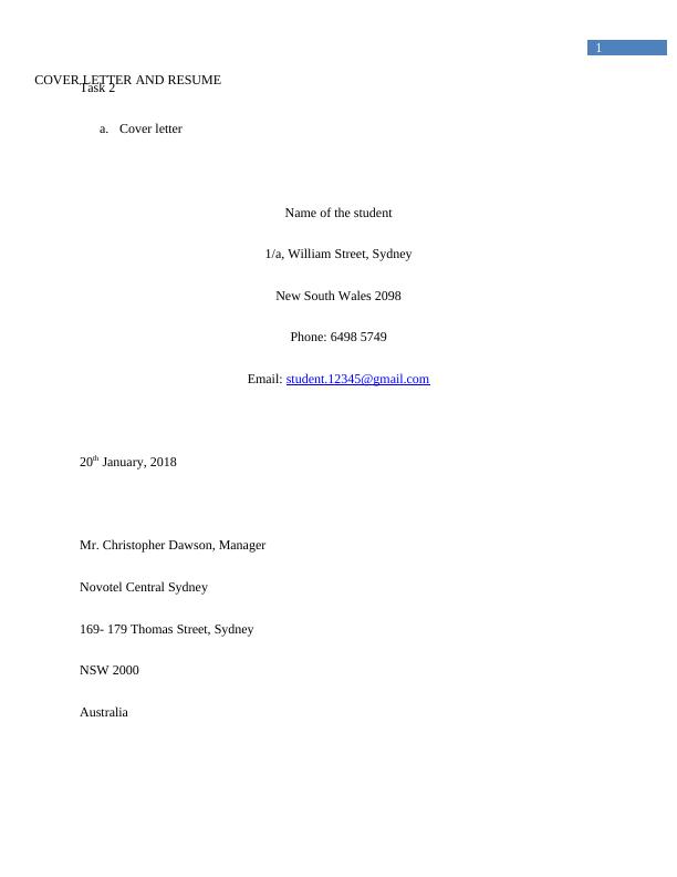 Resume and Cover Letter Assignment_2