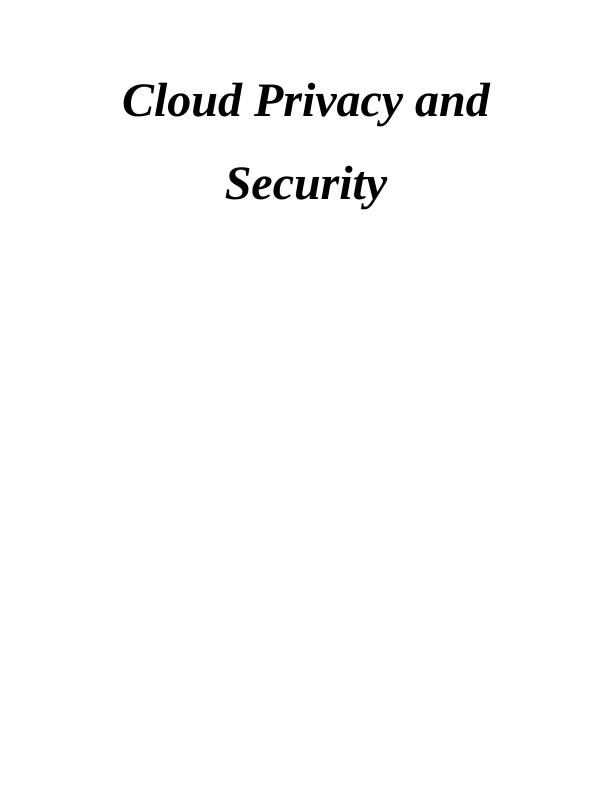 Cloud Privacy and Security_1