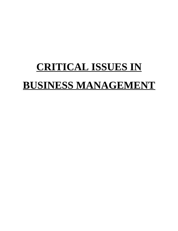 Issues in Business Management Assignment_1