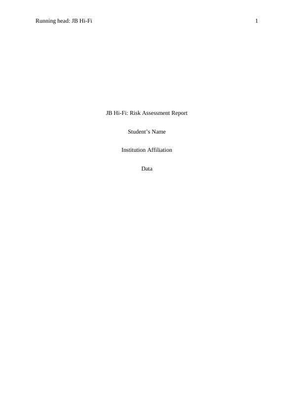 JB Hi-Fi: Risk Assessment Report_1