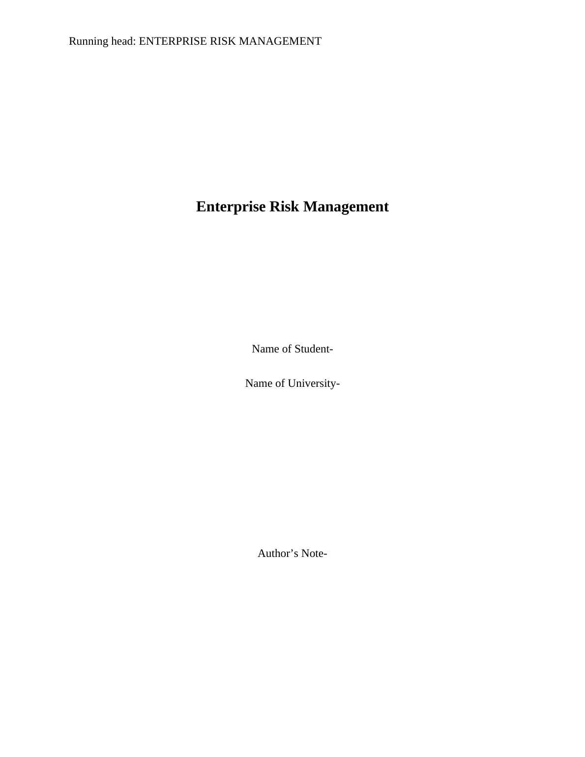 Enterprise Risk Management  Assignment_1