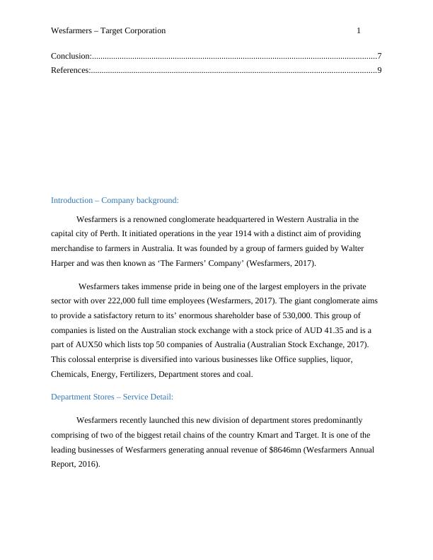 Company Analysis - Report On Wesfarmers Ltd._2