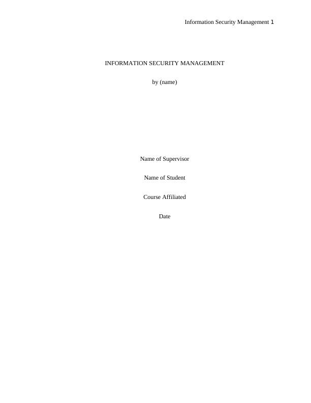 Information Security Management Analysis_1