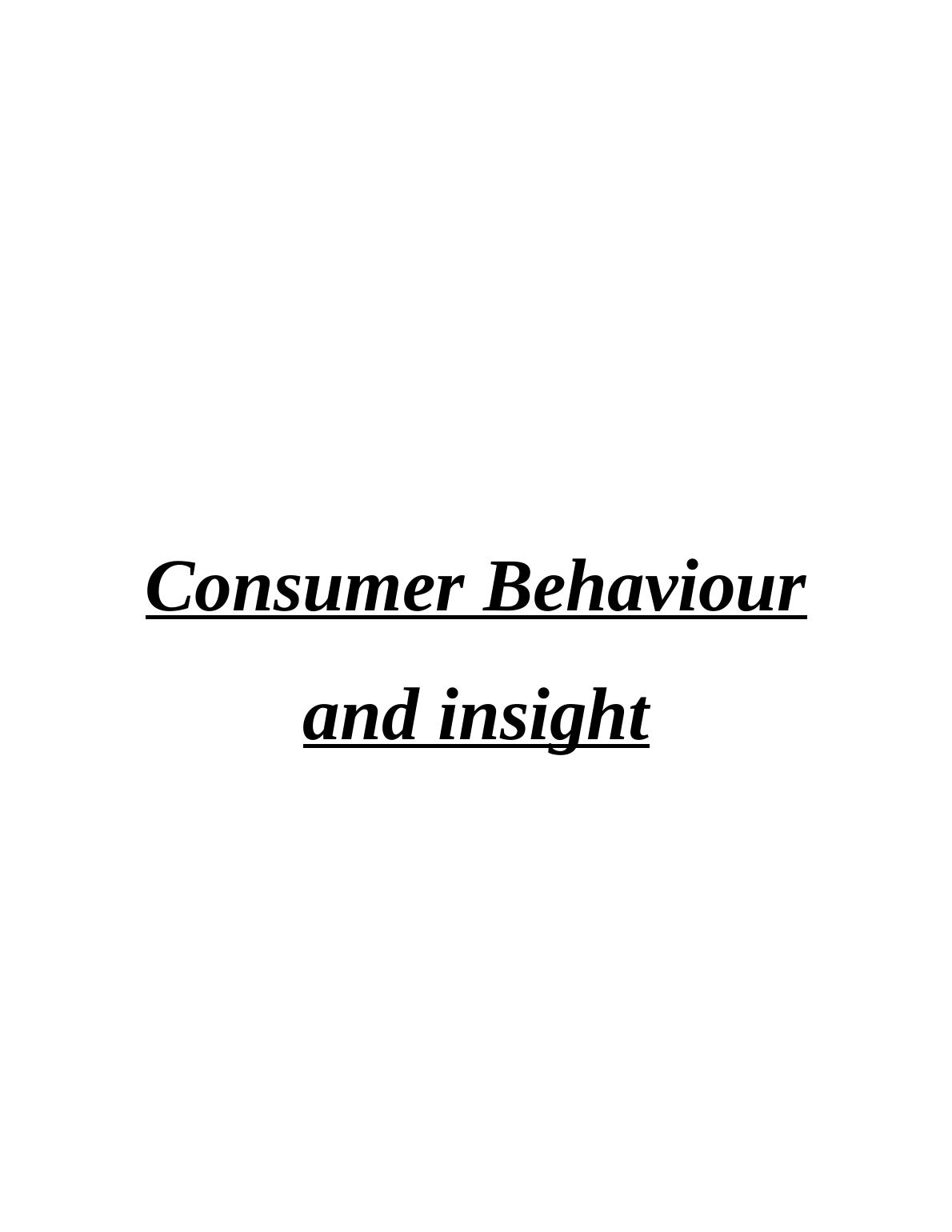 consumer behaviour report assignment