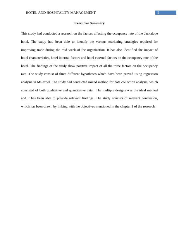 Hotel and Hostel Management Name of the University Author note Acknowledgement_3