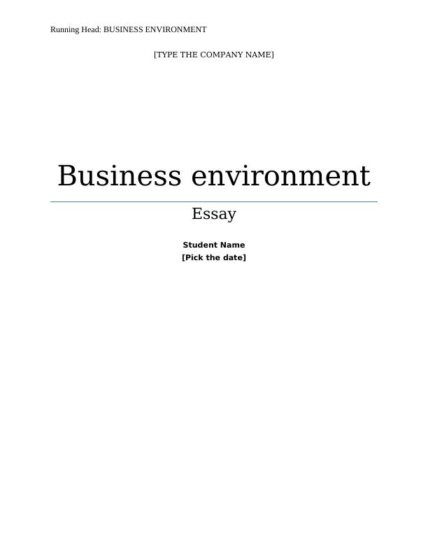 business environment assignment