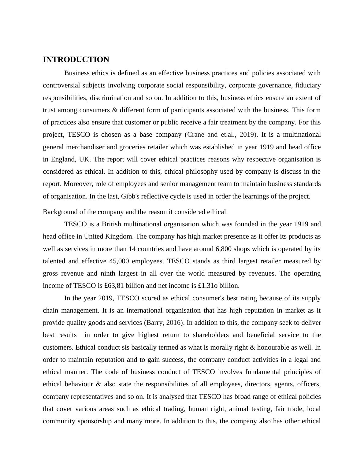 Business Ethics in TESCO Maintaining Ethical Standards