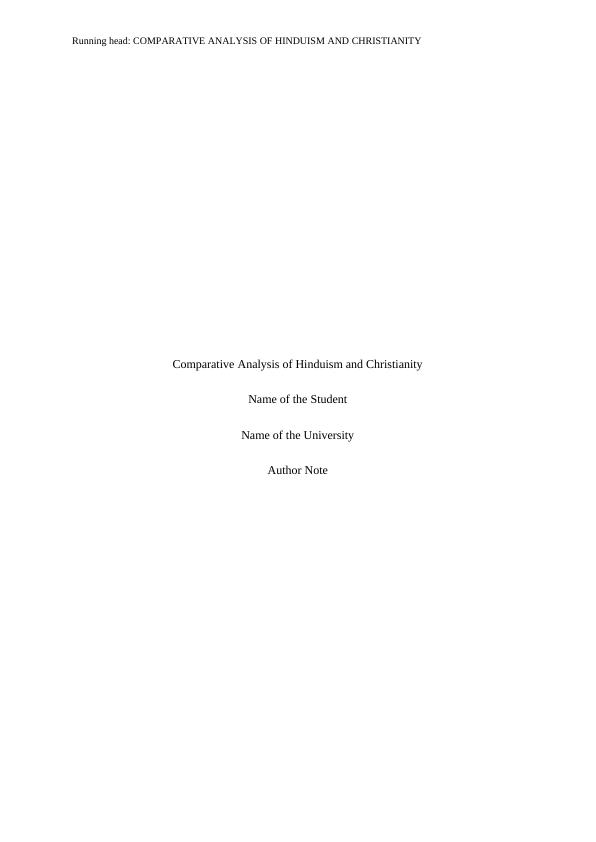 Comparative Analysis of Hinduism and Christianity : Essay_1