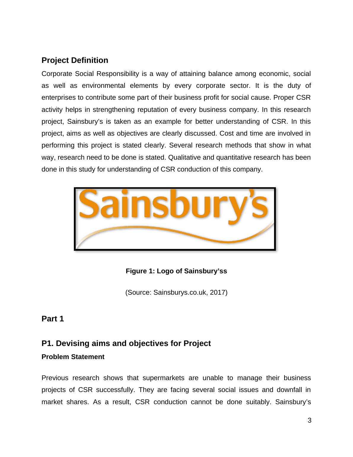 Understanding of CSR: Research Project Sainsbury_3