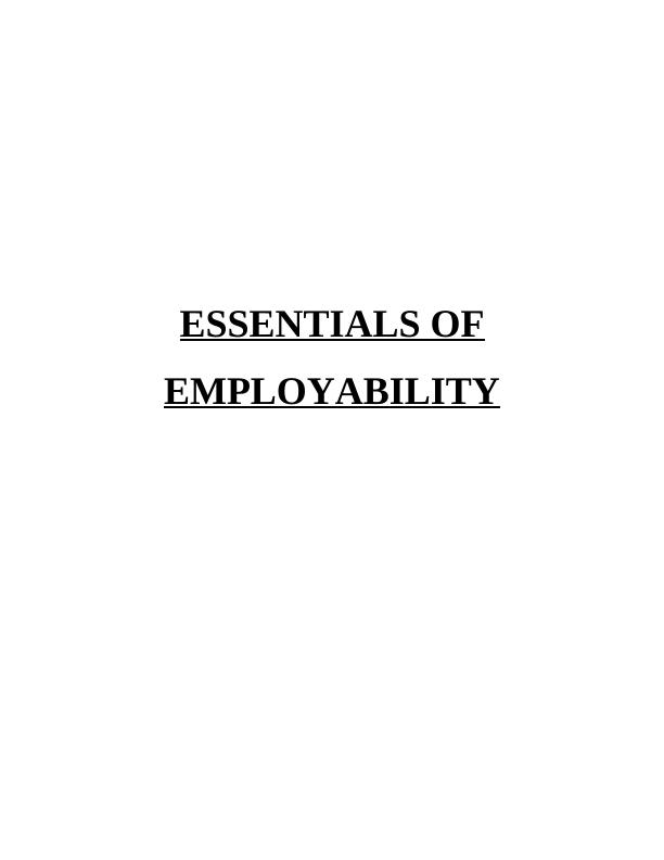 Essentials of Employability: Personal Development Plan_1
