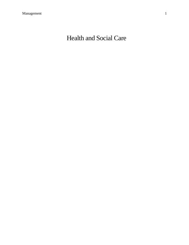 Health and Social Care - Assignment1_1