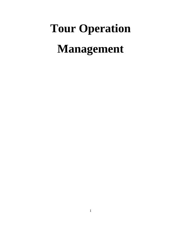 Working of Tour Operators : Report_1