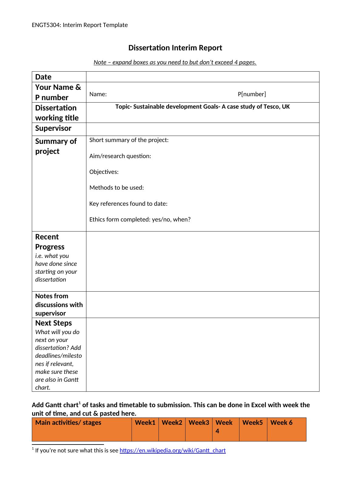 research interim report template