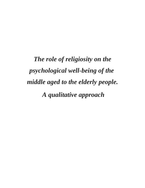 The Role of Religiosity on Psychological Well-Being_1