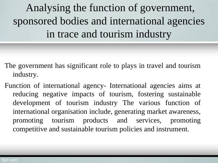 Function of Government and International Agencies in Travel and Tourism Industry_3