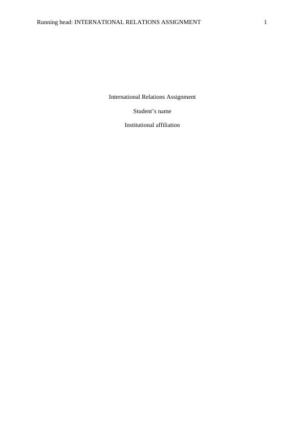 International Relations- Assignment_1
