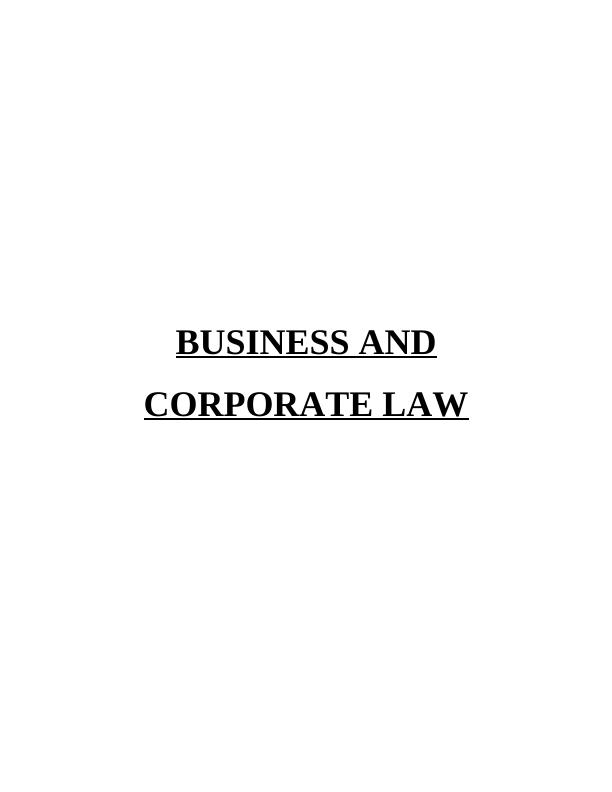 Business and Corporation Law Assignment Report_1