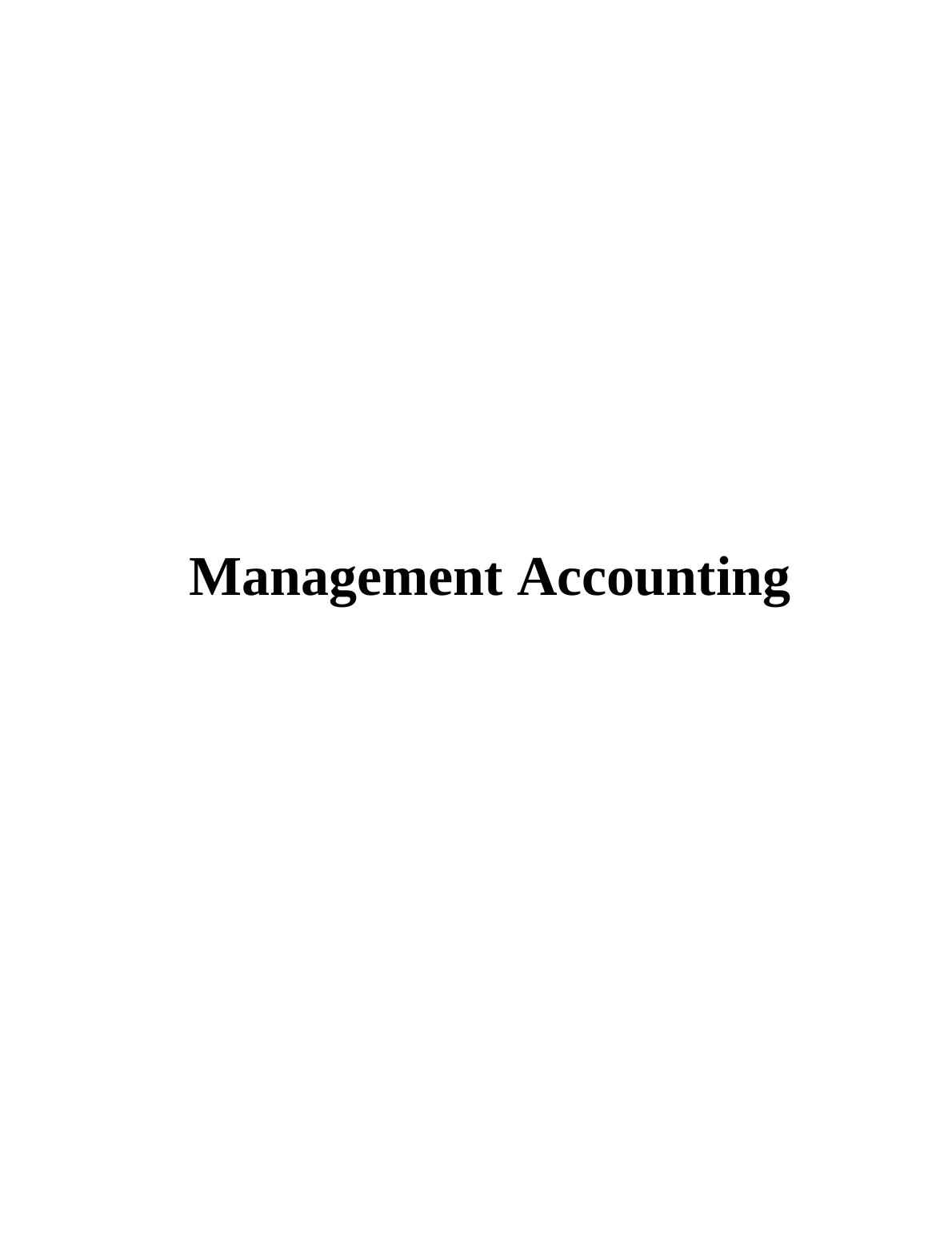 Research Report on Management Accounting_1