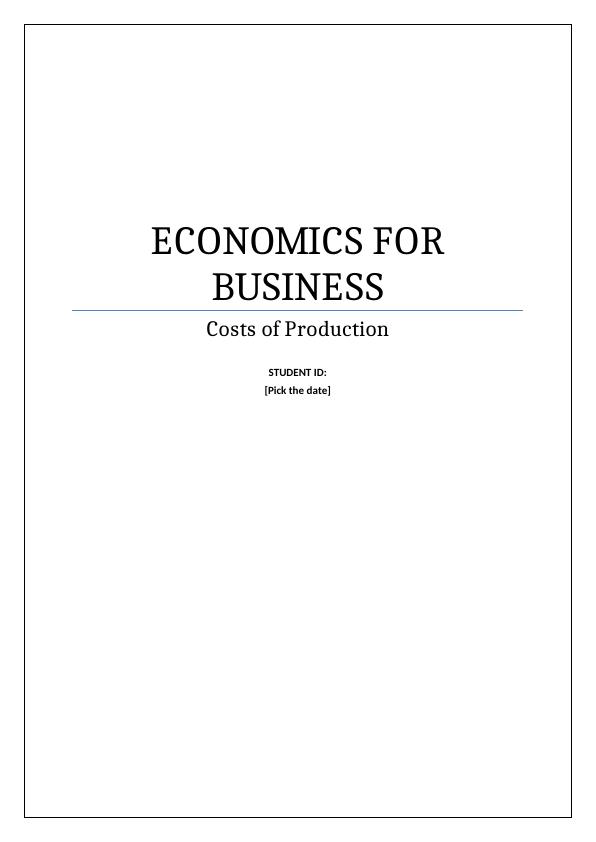 HI5003 -  Economics For Business Assignment_1
