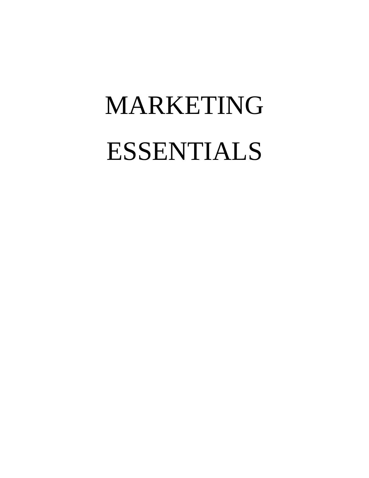 Marketing Essentials Assignment | ZARA Company_1