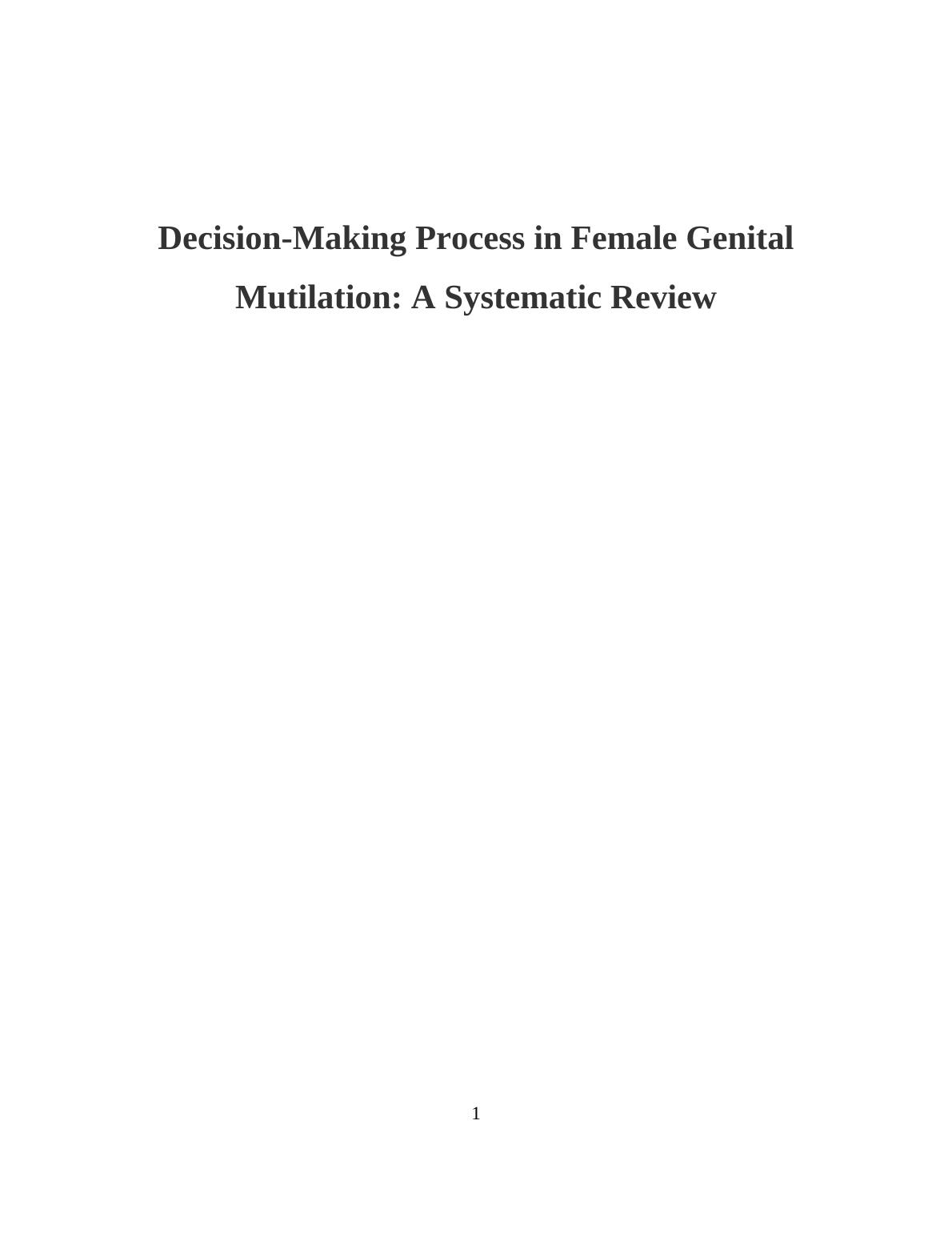 Decision-Making Process in Female Genital Mutilation: A Systematic Review_1