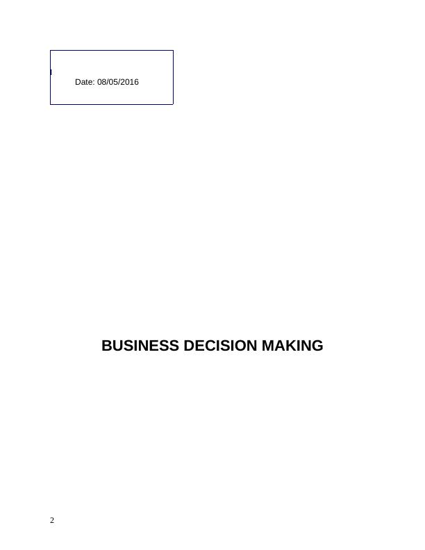 Assignment : Business Decision Making Assignment_2