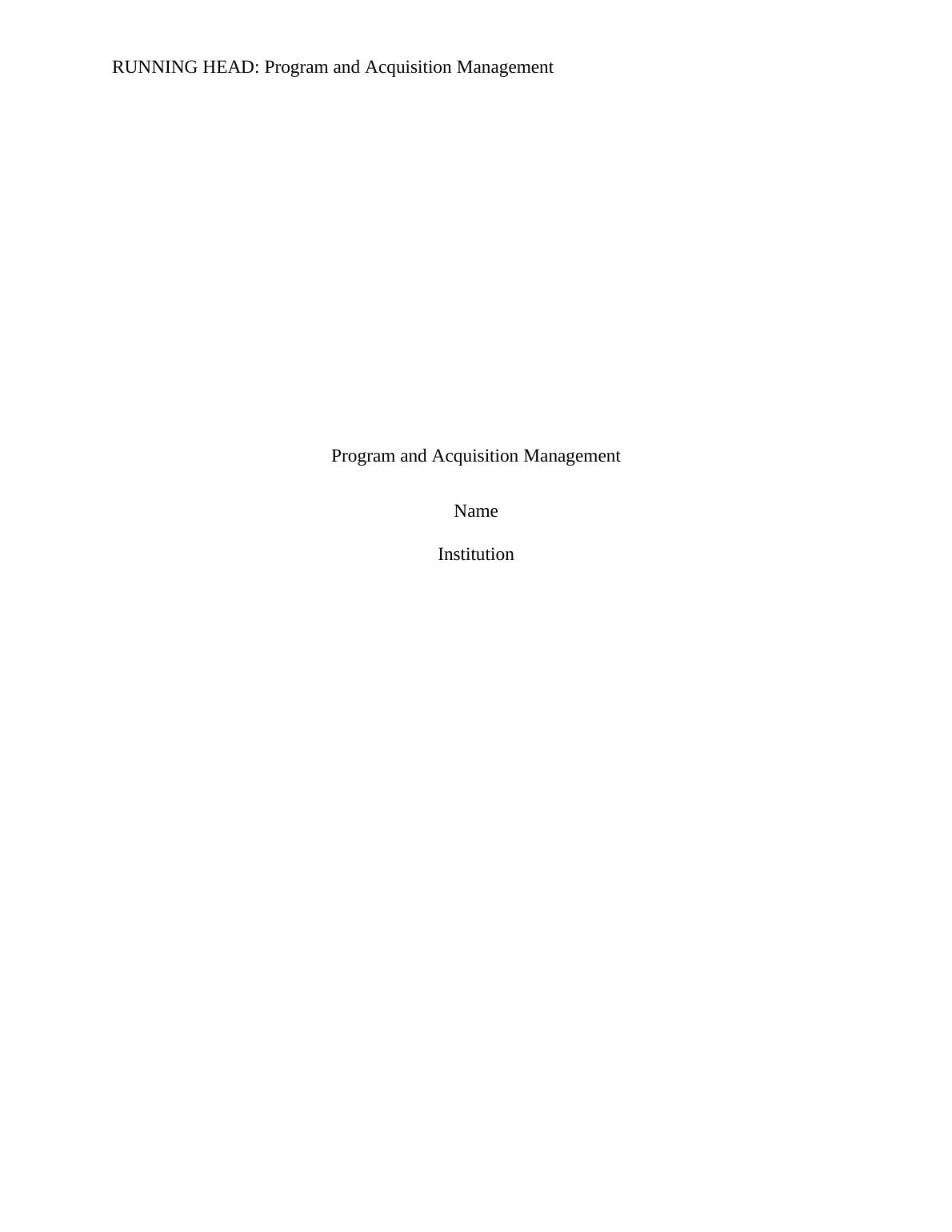 Study on Program and Acquisition Management_1