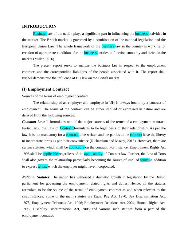 Employment contract assignment : Business law_3