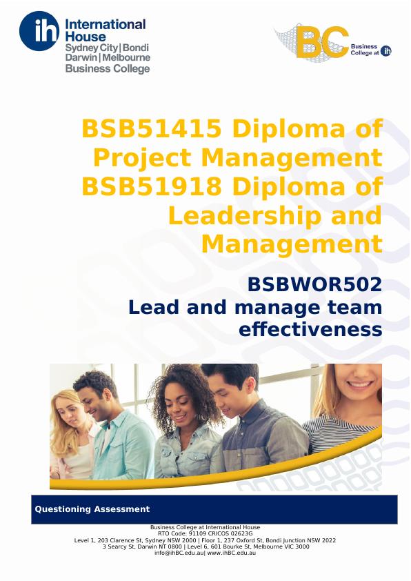 BSBWOR502 Lead and manage team effectiveness Task 2 | Desklib_1