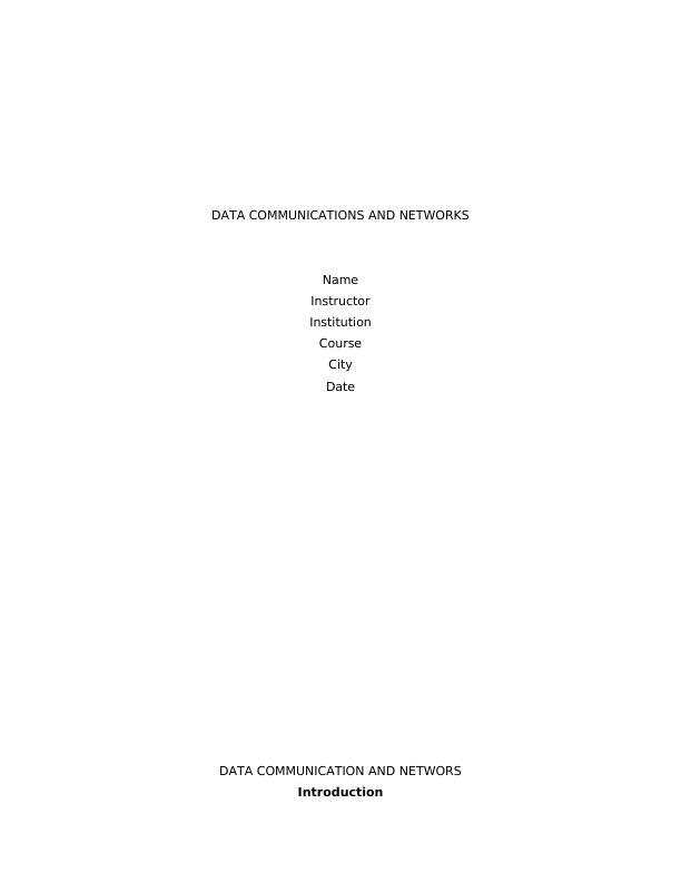 Assignment On Data Communications And Networks_1
