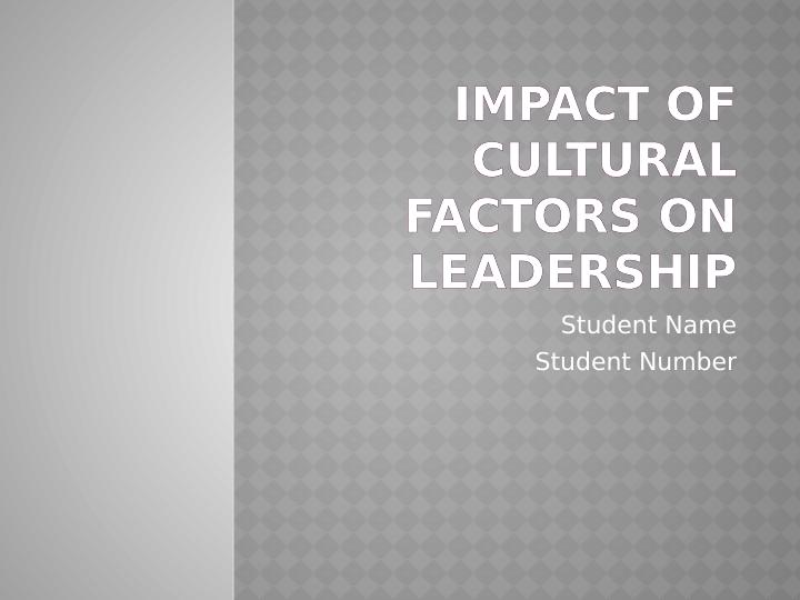 Impact of Cultural Factors on Leadership_1