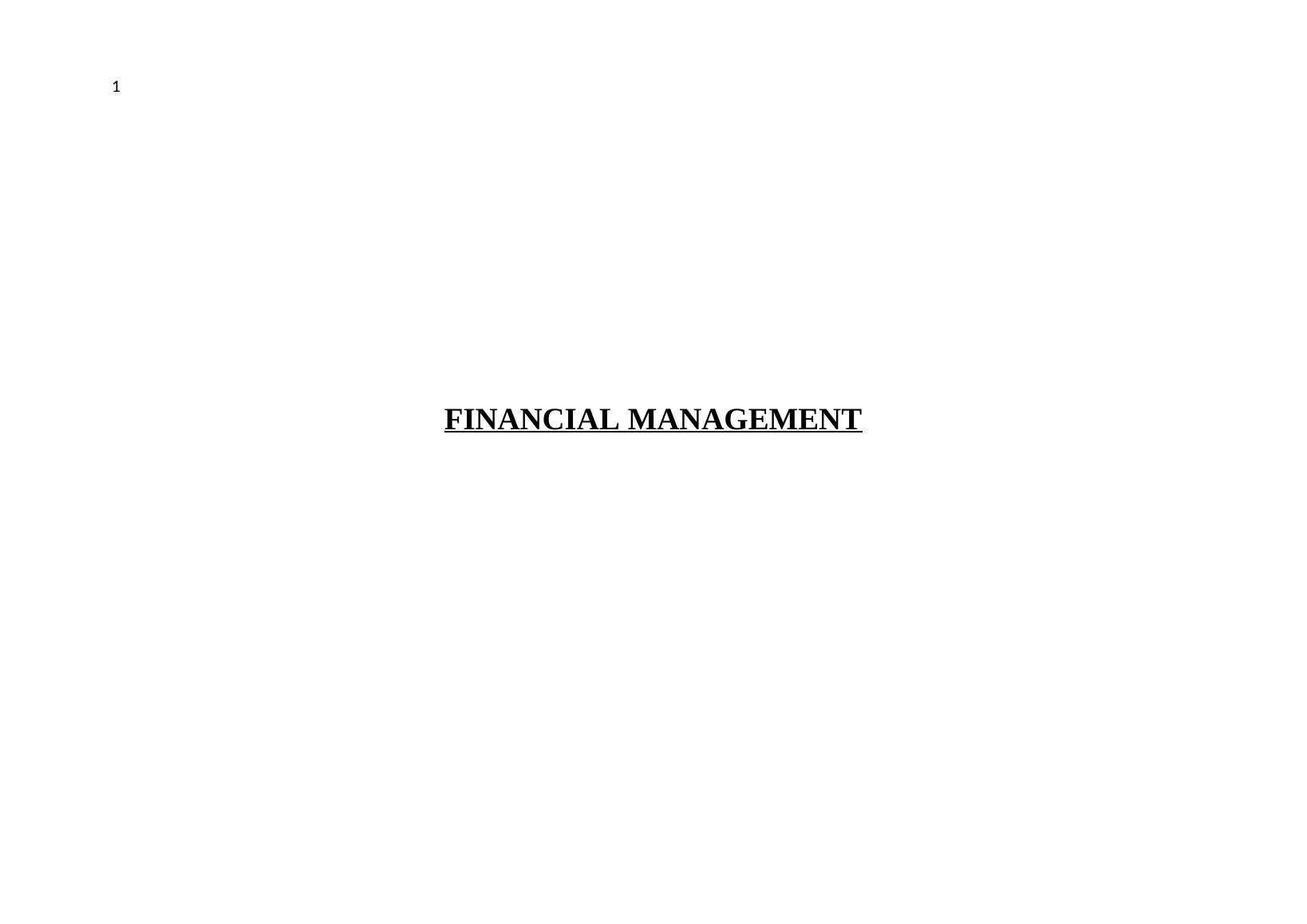 introduction to financial management assignment