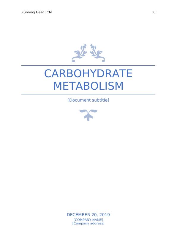 CM 2 Carbohydrate Metabolism_1