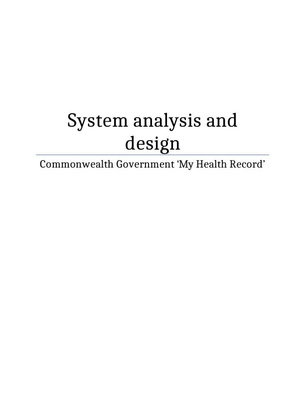 System analysis and  Design   -  Assignment  Sample_1