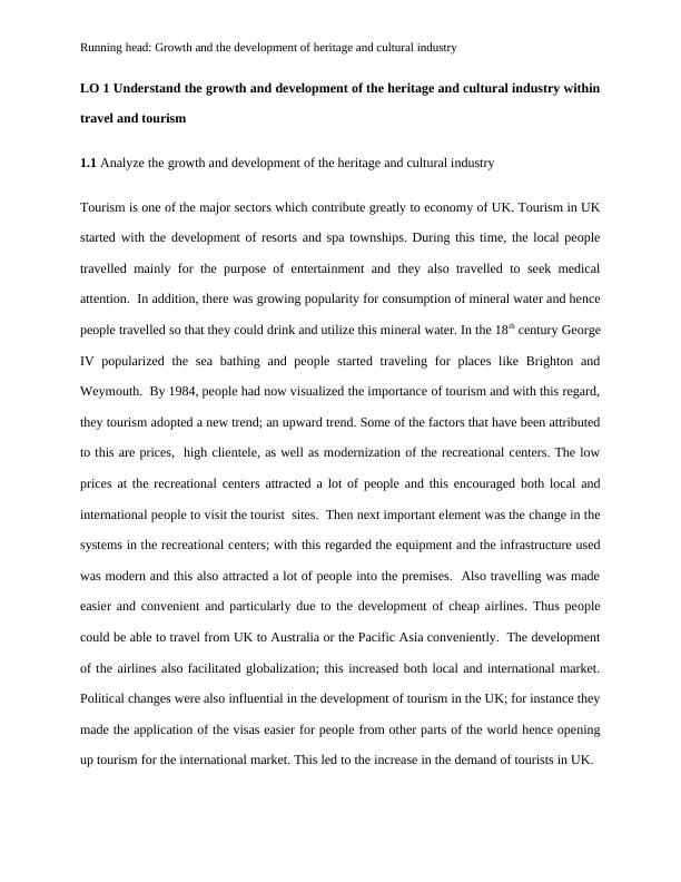 Growth & Development Of The Heritage And Cultural Industry|Assignment_2
