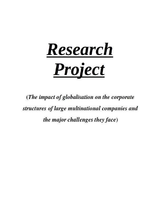 Globalisation and the Corporate Structures of Large Multinational Companies_1