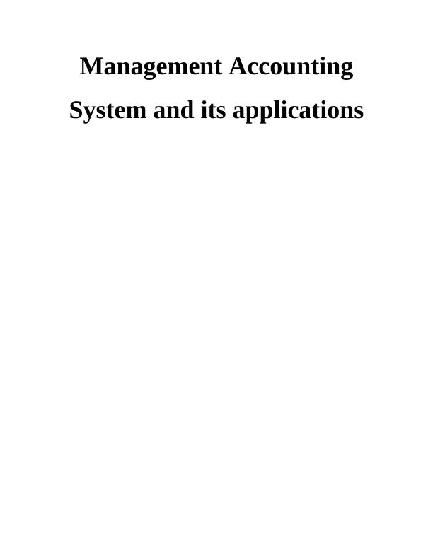 Management Accounting System and Its Applications_1
