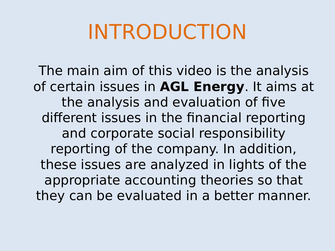 Analysis of Issues in AGL Energy Accounting Theory and Corporate