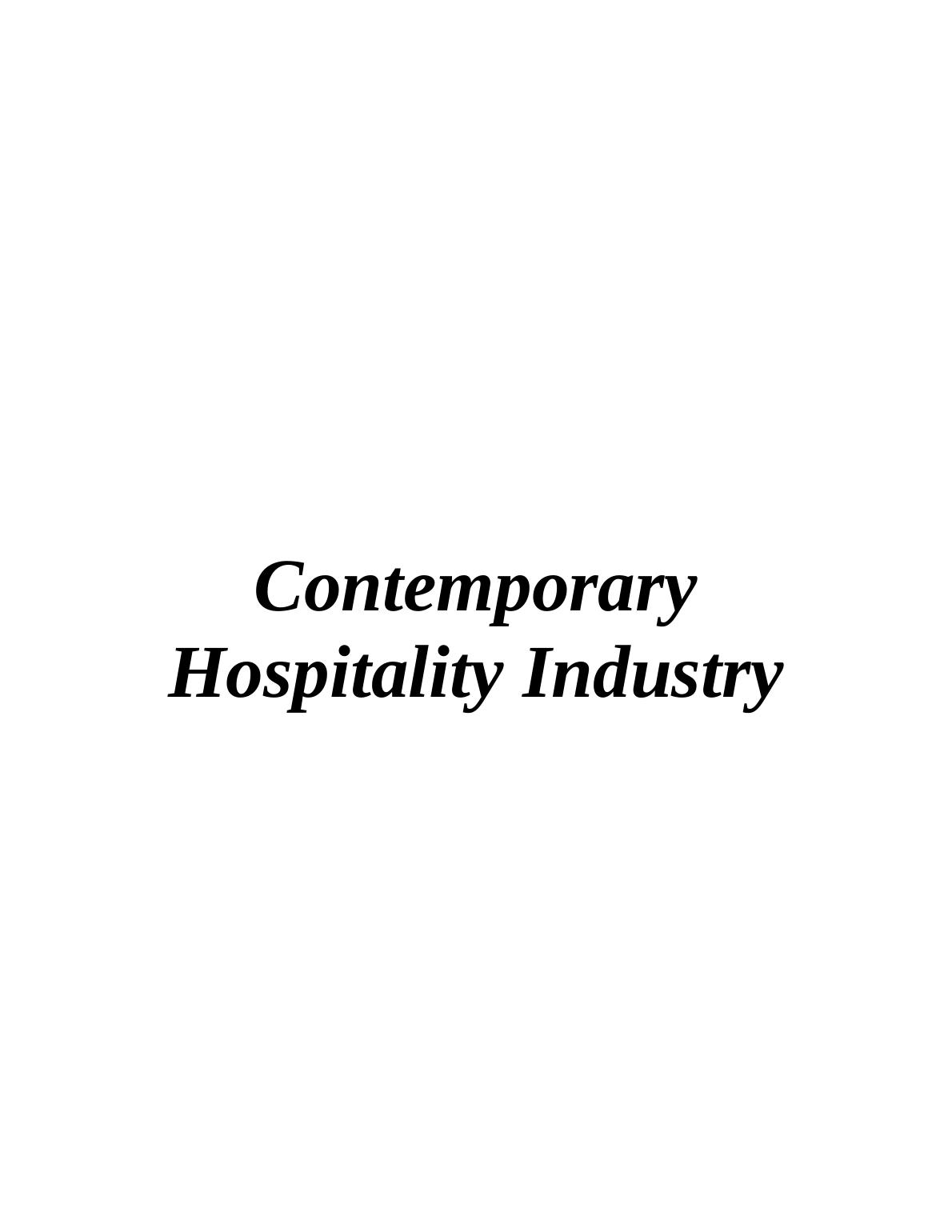 Contemporary Hospitality Industry : Doc_1