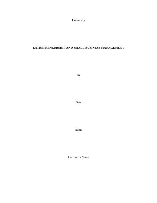Entrepreneurship and Small Business Management - Elizabeth Gooch and Tom Mercer_1