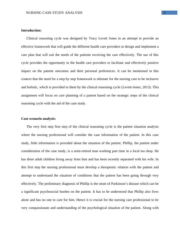 clinical reasoning cycle nursing case study