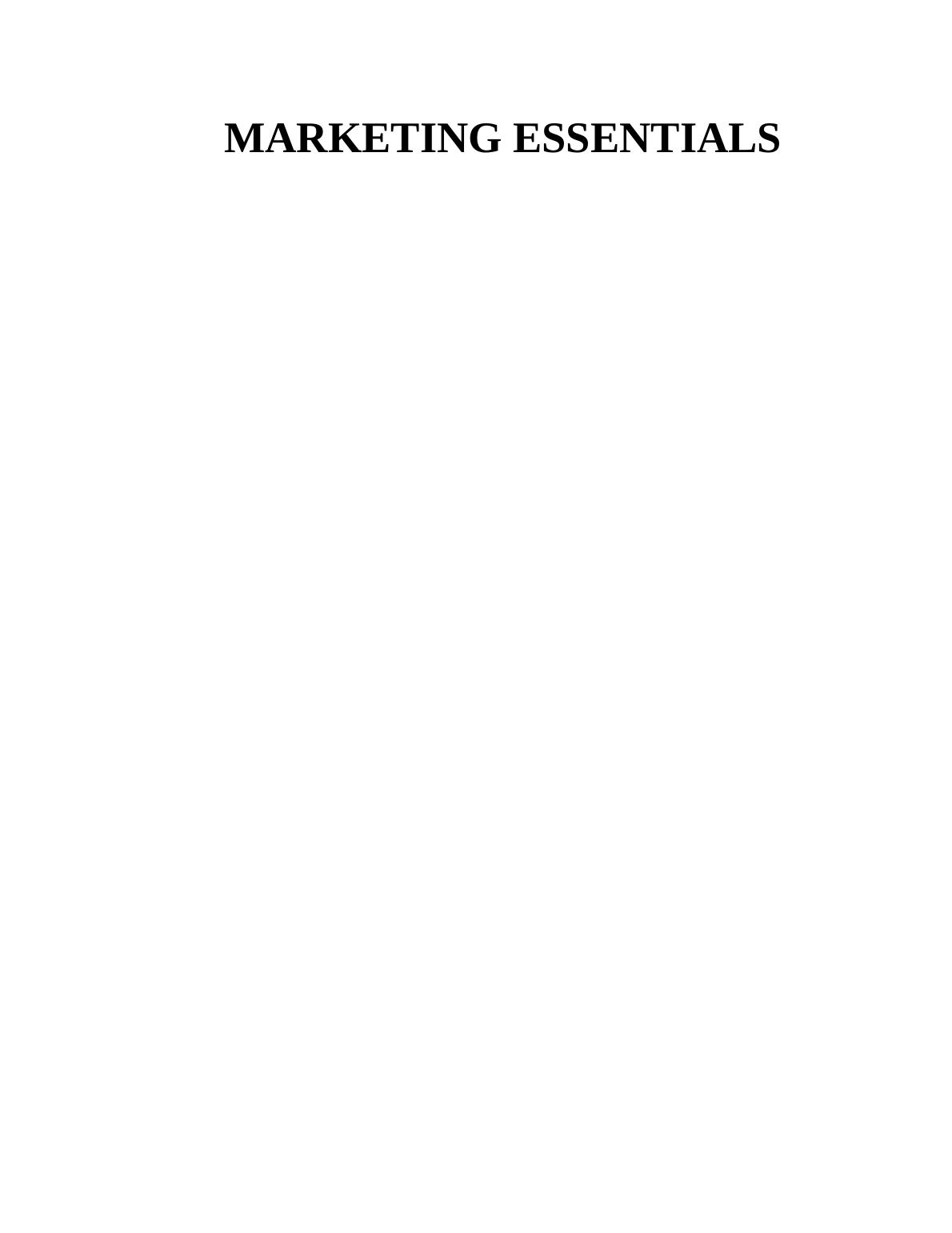 Marketing Essentials Assignment : McDonald company_1